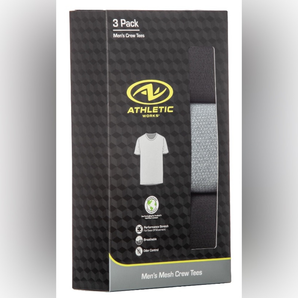 Athletic Works Men's Polymesh Crewneck T-Shirt, 3-Pack - Picture 2 of 7
